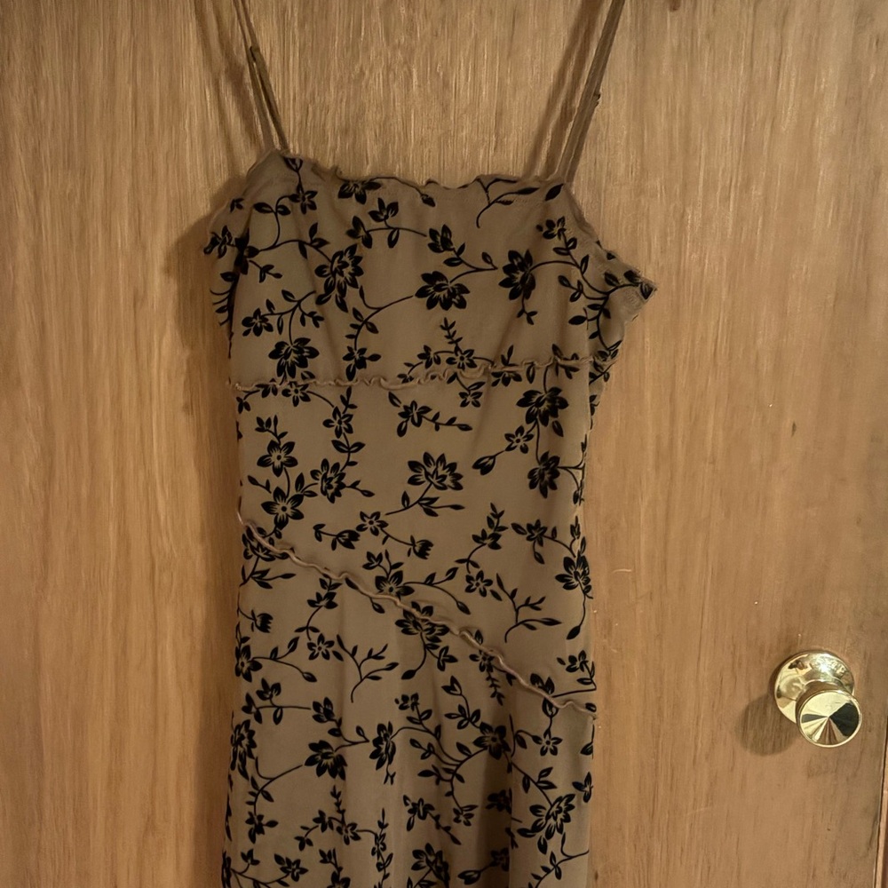 SHEIN Black Floral on Tan Mini Dress